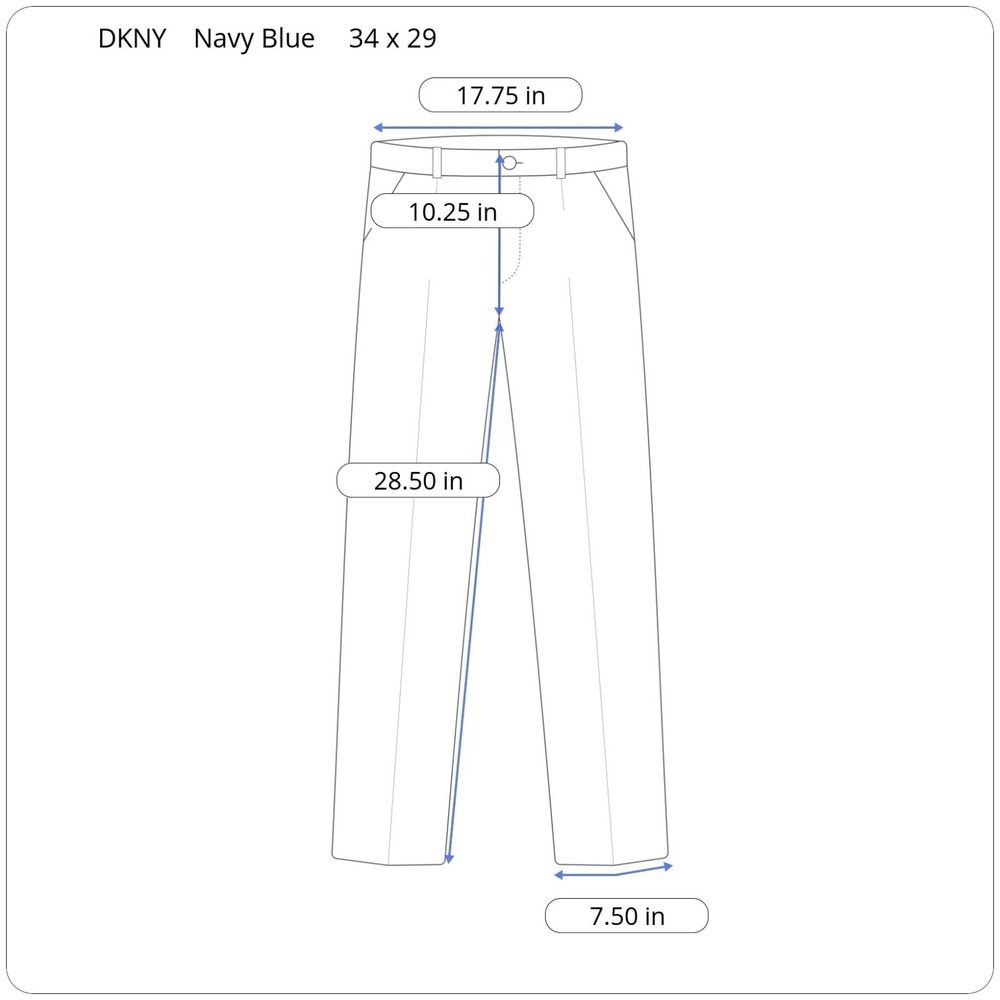 New $135 DKNY Dario Performance Trouser Men 34 x 29 Navy Blue Stretch Dress Pant - Picture 3 of 11